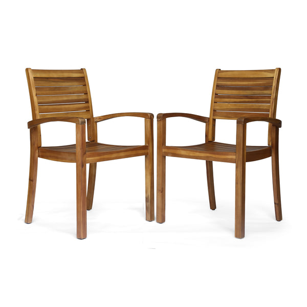 Outdoor Acacia Wood Dining Chairs (set of 2) - NH234603