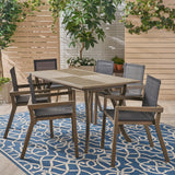 Outdoor Acacia Wood 7 Piece Dining Set with Mesh Seats - NH459603