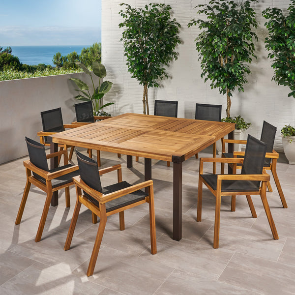 Outdoor 8 Seater Acacia Wood Dining Set - NH490013