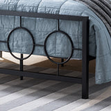 Queen-Size Geometric Platform Bed Frame, Iron, Modern,  Low-Profile - NH585703