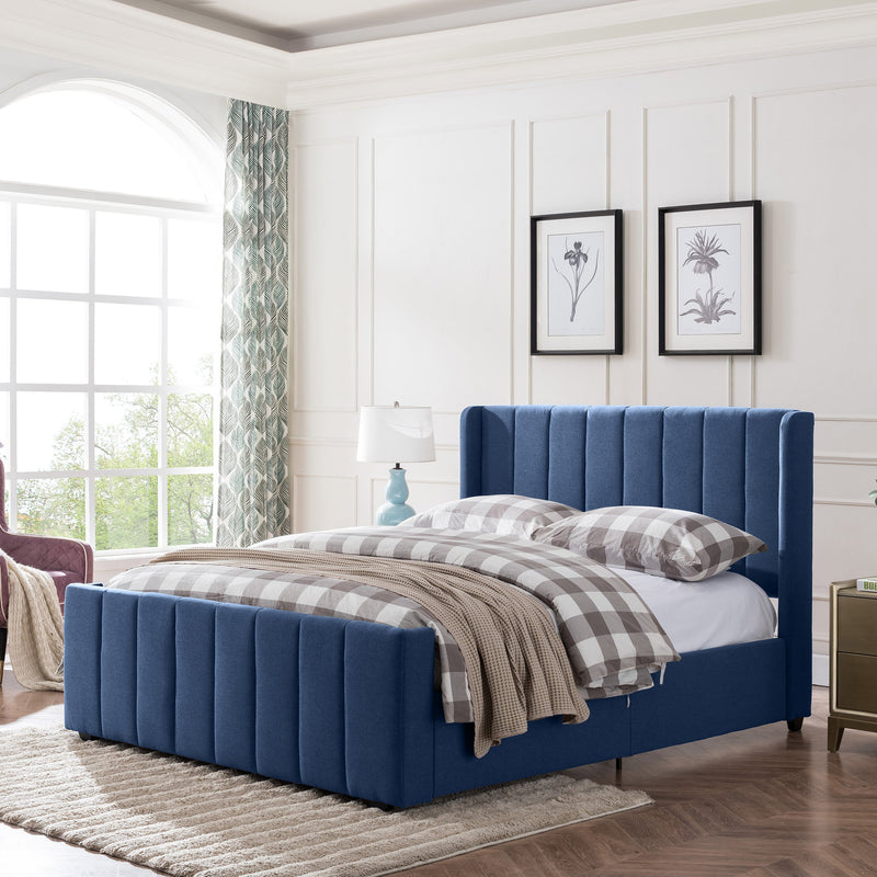 Noble House Atterbury Beige Upholstered King Bed Frame