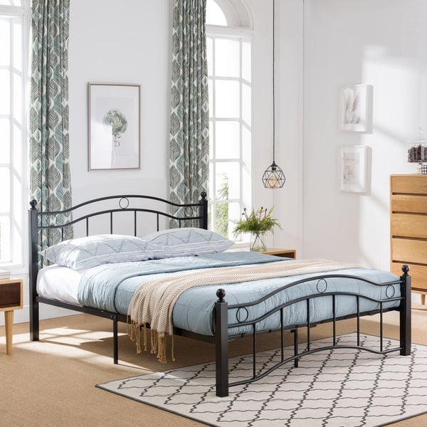 Iron Queen Bed Frame with Finial-Topped Legs - NH756603