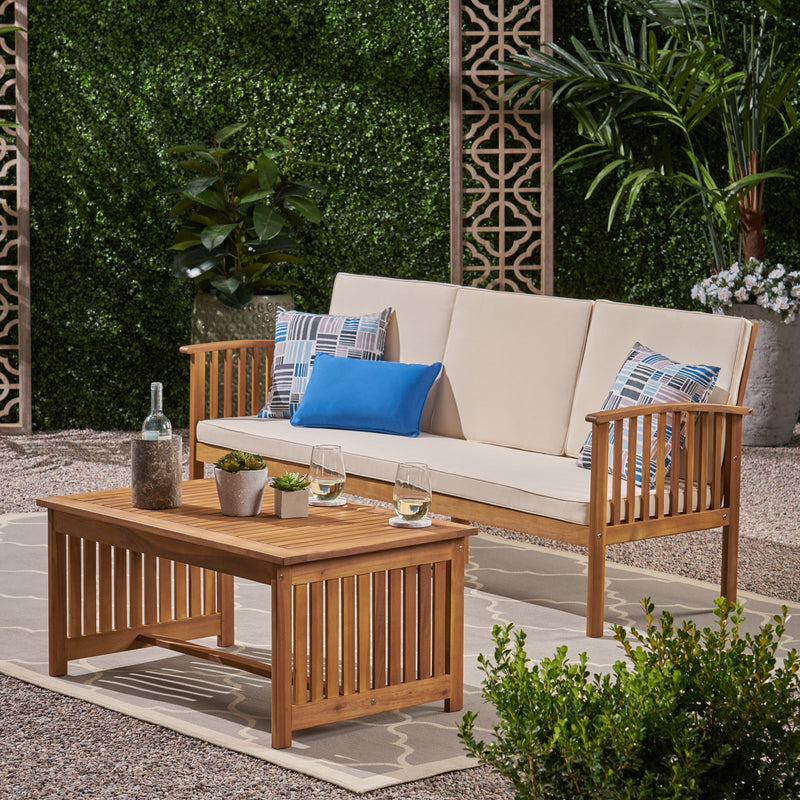 Outdoor Acacia Wood Sofa and Coffee Table Set - NH691803