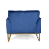 Modern Glam Button Tufted Diamond Stitch Velvet Club Chair with Gold Frame - NH376703