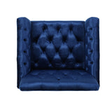 Modern Glam Button Tufted Diamond Stitch Velvet Club Chair with Gold Frame - NH376703