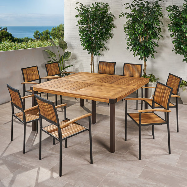 Outdoor 8 Seater Acacia Wood Dining Set - NH777903