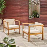 Outdoor Acacia Wood Club Chairs with Water-Resistant Cushions (Set of 2) - NH309603