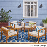 Outdoor Acacia Wood Club Chairs with Water-Resistant Cushions (Set of 4) - NH829603