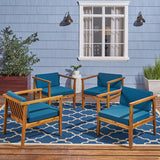 Outdoor Acacia Wood Club Chairs with Water-Resistant Cushions (Set of 4) - NH829603