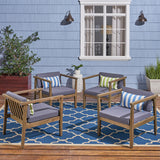 Outdoor Acacia Wood Club Chairs with Water-Resistant Cushions (Set of 4) - NH829603