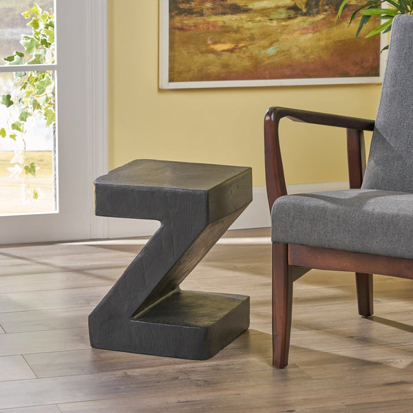 Modern Z-Shaped Lightweight Concrete Accent Side Table - NH728503