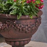 Garden Urn Planter, Roman, Botanical, Lightweight Concrete - NH174703