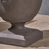 Garden Urn Planter, Roman, Lionhead Accents, Lightweight Concrete - NH474703