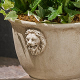 Garden Urn Planter, Roman, Lionhead Accents, Lightweight Concrete - NH474703