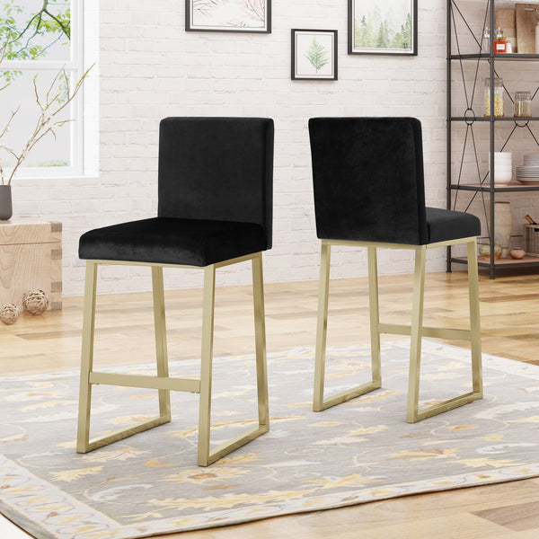 Modern Velvet Barstools (Set of 2) - NH434603