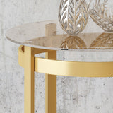Modern Glam Round Glass End Table with Iron Frame - NH866603