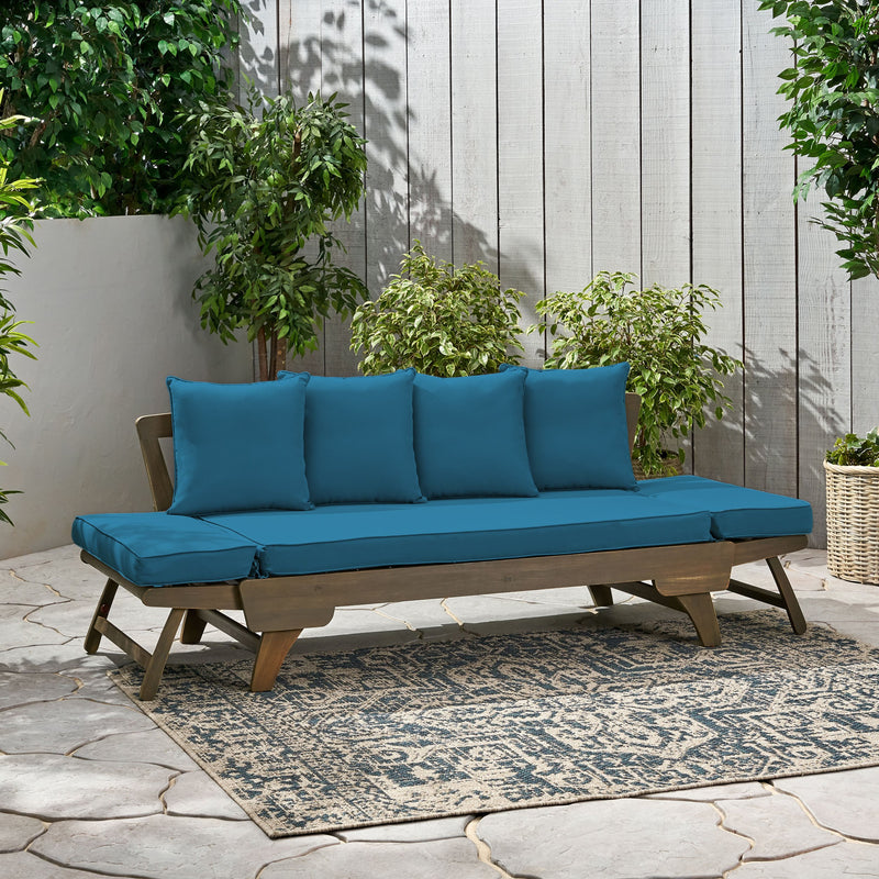 Outdoor Acacia Wood Expandable Daybed with Water Resistant Cushions - NH229213