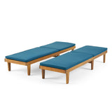 Outdoor Modern Acacia Wood Chaise Lounge with Cushion (Set of 2) - NH057013