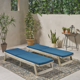 Outdoor Acacia Wood Chaise Lounge and Cushion Sets (Set of 2) - NH308903