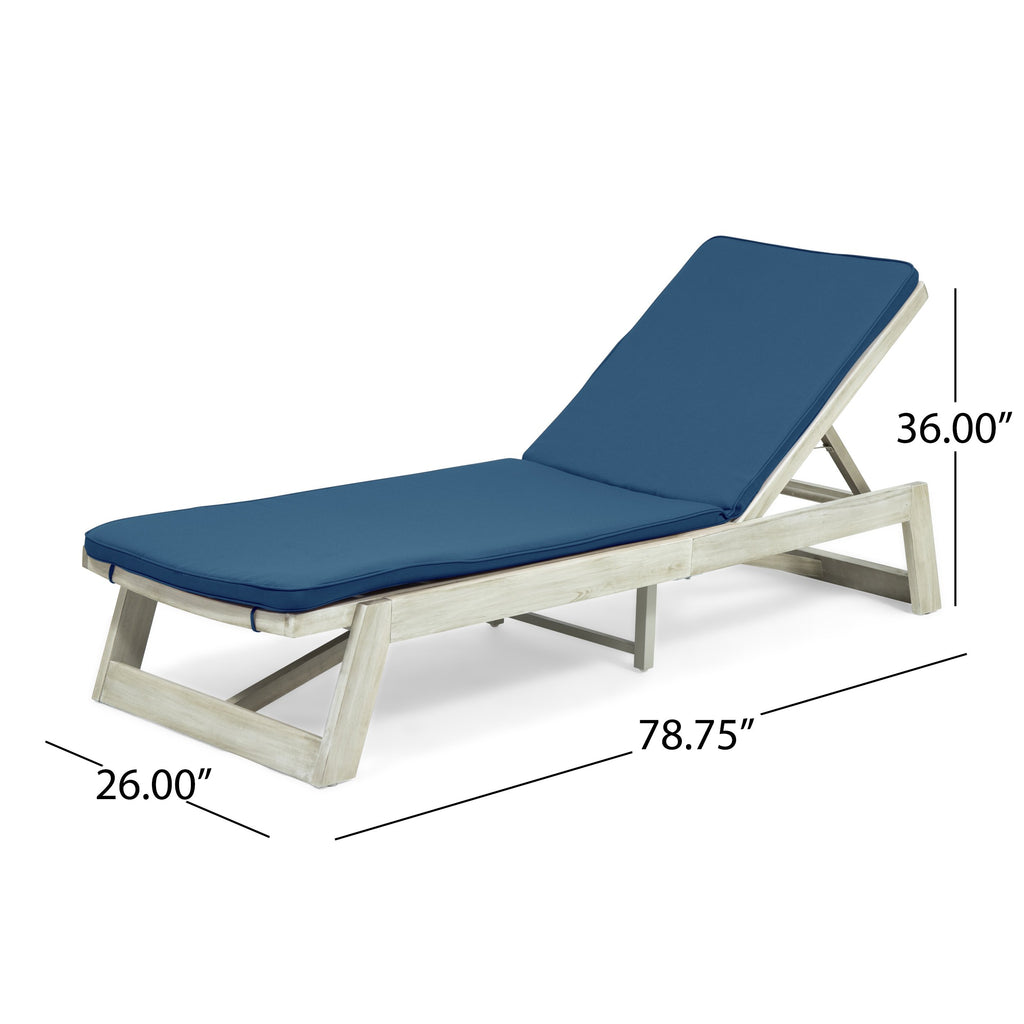 Outdoor Acacia Wood Chaise Lounge and Cushion Set NH597903 Noble