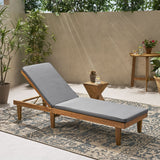 Outdoor Acacia Wood Chaise Lounge and Cushion Set - NH787903