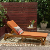 Outdoor Acacia Wood Chaise Lounge and Cushion Set - NH597903