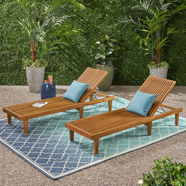 Outdoor Wooden Chaise Lounge Set of 2 NH470903 Noble House