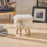 Handcrafted Boho Fabric Stool with Metal Accents - NH710603