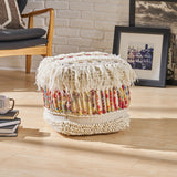 Boho Handcrafted Fabric Cube Pouf - NH953513