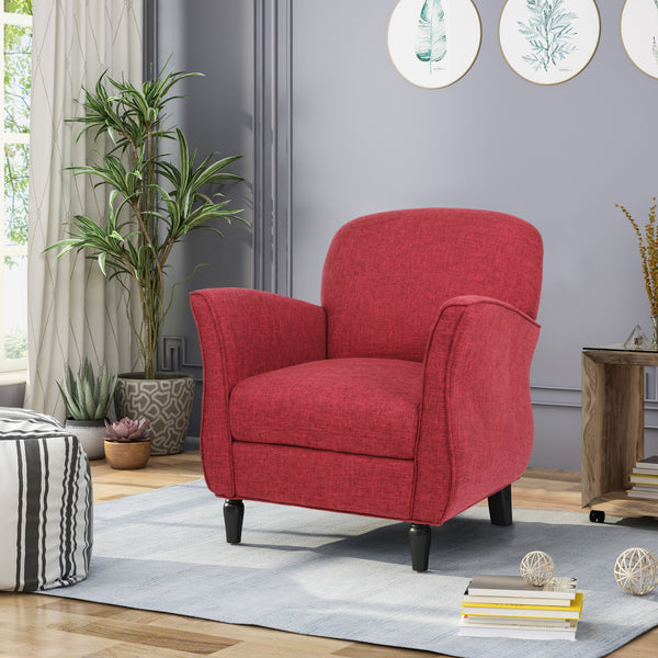 Contemporary Upholstered Tweed Fabric Armchair with Piped Edges - NH734603