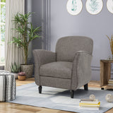 Contemporary Upholstered Tweed Fabric Armchair with Piped Edges - NH734603