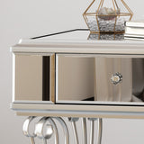 Modern Mirrored Accent Table with Drawer, Tempered Glass - NH044703