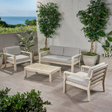 Outdoor 4 Seater Acacia Wood Chat Set with Cushions - NH802013