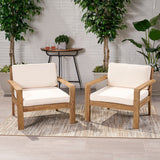 Outdoor Acacia Wood Club Chairs with Cushions (Set of 2) - NH560013