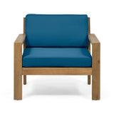 Miranda Outdoor Acacia Wood Club Chairs with Cushions (Set of 2)