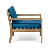 Miranda Outdoor Acacia Wood Club Chairs with Cushions (Set of 2)