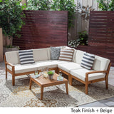 Outdoor Acacia Wood 5 Seater Sectional Sofa Set with Coffee Table - NH935603