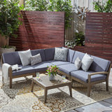 Outdoor Acacia Wood 5 Seater Sectional Sofa Set with Coffee Table - NH245603