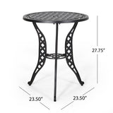 Traditional Outdoor 3-Piece Black with Bronze Cast Aluminum Bistro Set - NH080992