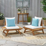Outdoor Wooden Club Chairs with Cushions (Set of 2), Dark Gray and Gray Finish - NH171903