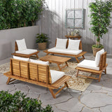Outdoor Acacia Wood 6 Seater Chat Set - NH866903
