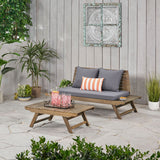 Outdoor 2 Seater Acacia Wood Loveseat and Coffee Table Set - NH856903