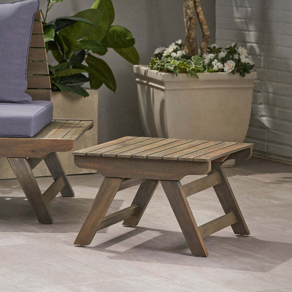 Outdoor Wooden Side Table, Gray Finish - NH571903