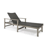 Outdoor Rustic Acacia Wood Chaise Lounge with Wicker Seating - NH609603
