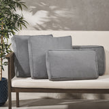Outdoor Water Resistant 18" Square Throw and 12"x20" Rectangular Lumbar Pillow Set (Set of 4) - NH850803