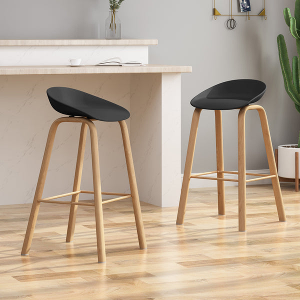 30" Modern Barstool with Iron Legs (Set of 2) - NH259803