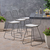 Outdoor 26" Seats Iron Counter Stools with Cushions (Set of 4) - NH806703