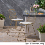 Outdoor 26" Seats Iron Counter Stools with Cushions (Set of 2) - NH895703