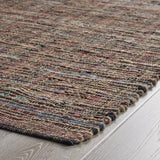 Transitional Leather and Hemp Area Rug - NH336803