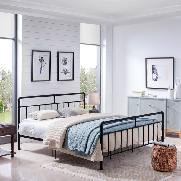 Queen-Size Iron Bed Frame, Minimal, Industrial - NH454703